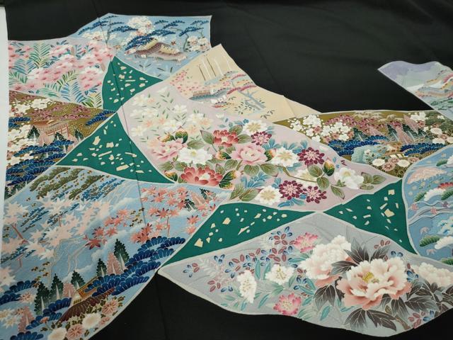 平和屋着物●豪華黒留袖　友禅　作家物　古代錦　松竹梅風景花文　正絹　逸品　未使用　CABE2307yc