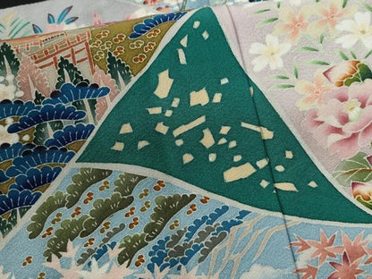 平和屋着物●豪華黒留袖　友禅　作家物　古代錦　松竹梅風景花文　正絹　逸品　未使用　CABE2307yc