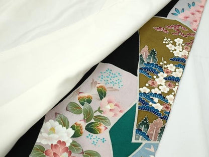 平和屋着物●豪華黒留袖　友禅　作家物　古代錦　松竹梅風景花文　正絹　逸品　未使用　CABE2307yc