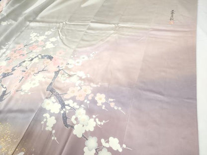 平和屋着物●大正の浮世絵師　竹久夢二　夢二ロマン　色留袖　駒刺繍　王春吉報　暈し染め　金彩　ロング丈　正絹　逸品　CABE2308yc