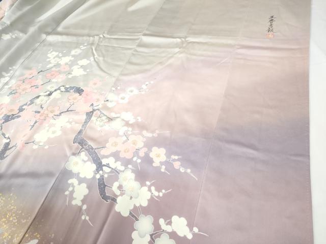 平和屋着物●大正の浮世絵師　竹久夢二　夢二ロマン　色留袖　駒刺繍　王春吉報　暈し染め　金彩　ロング丈　正絹　逸品　CABE2308yc
