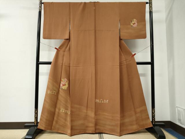 平和屋着物●訪問着　総刺繍　兎　草花文　正絹　逸品　CABE2309yc