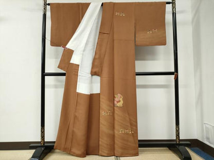平和屋着物●訪問着　総刺繍　兎　草花文　正絹　逸品　CABE2309yc