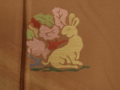 平和屋着物●訪問着　総刺繍　兎　草花文　正絹　逸品　CABE2309yc