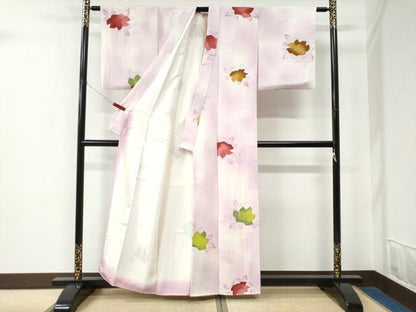 平和屋着物▼上質な小紋　地紋起こし　舞花文　暈し染め　正絹　逸品　未使用　CABE2314yc