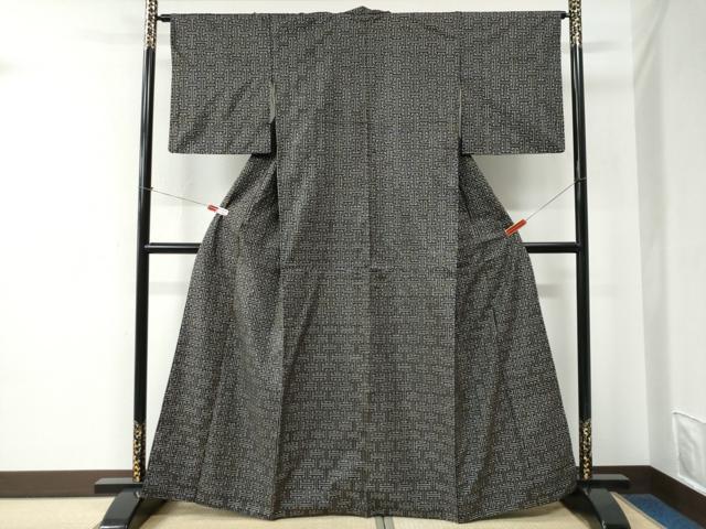 平和屋着物●本場大島紬　龍郷絣　秋名バラ　正絹　逸品　CABE2336yc