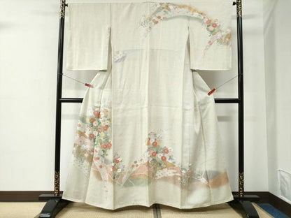 平和屋着物●訪問着　吉祥花唐草文　暈し染め　金彩　正絹　逸品　CABE2337yc