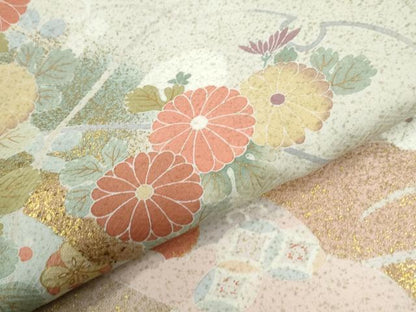 平和屋着物●訪問着　吉祥花唐草文　暈し染め　金彩　正絹　逸品　CABE2337yc