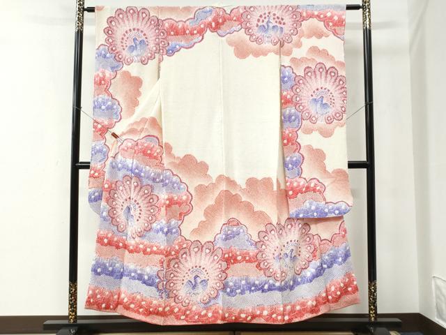 平和屋着物●豪華振袖　総絞り　孔雀　正絹　逸品　CABE2342yc