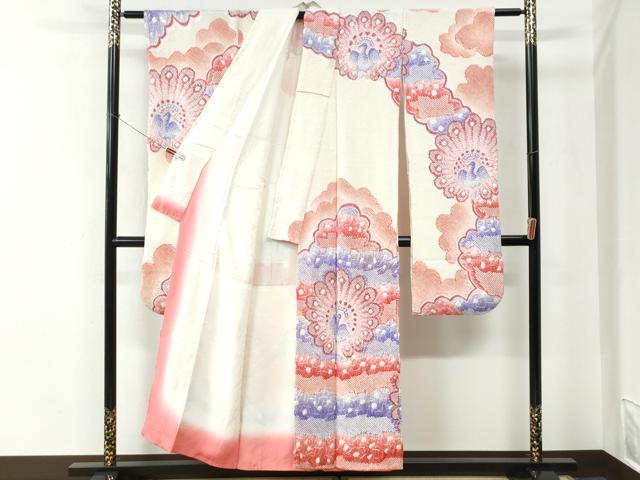 平和屋着物●豪華振袖　総絞り　孔雀　正絹　逸品　CABE2342yc