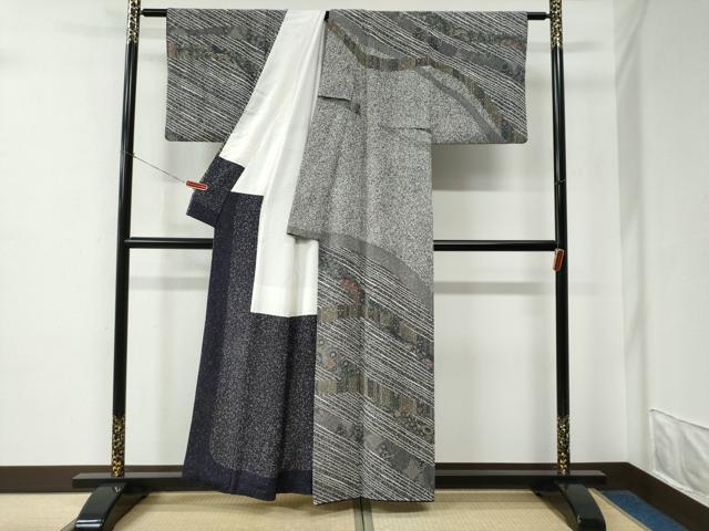 平和屋着物●伝統工芸士　坂尻耕人　江戸小紋　訪問着　更紗草花文　正絹　逸品　CABE2347yc