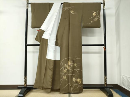 平和屋着物●訪問着　竹屋町刺繍　雪輪鶴南天花文　金彩　正絹　逸品　CABE2348yc
