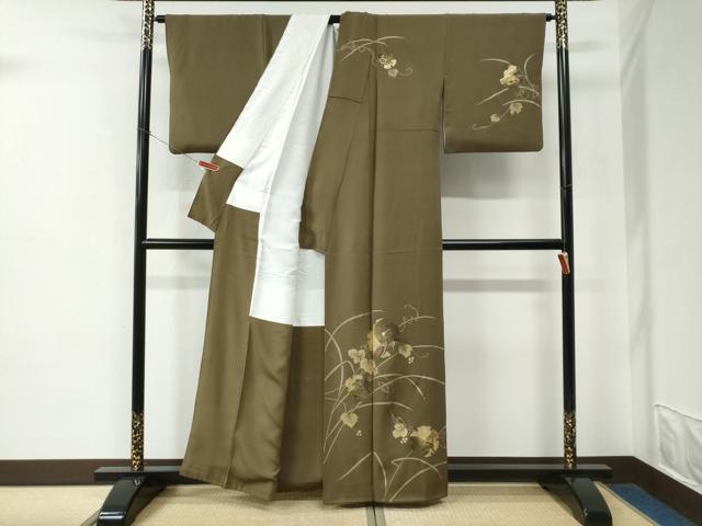 平和屋着物●訪問着　竹屋町刺繍　雪輪鶴南天花文　金彩　正絹　逸品　CABE2348yc