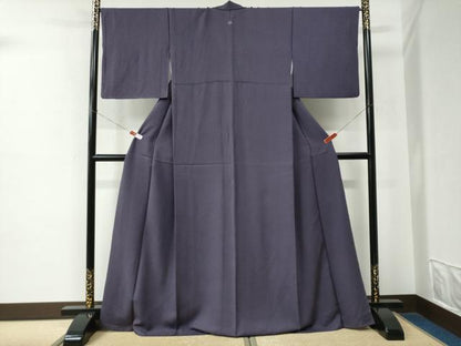 平和屋着物●上質な色無地　霰地紋　滅紫色　ロング丈　正絹　逸品　CABE2349yc