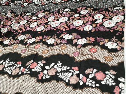 平和屋着物●訪問着　辻が花　絞り　黒地　正絹　逸品　CABE2350yc