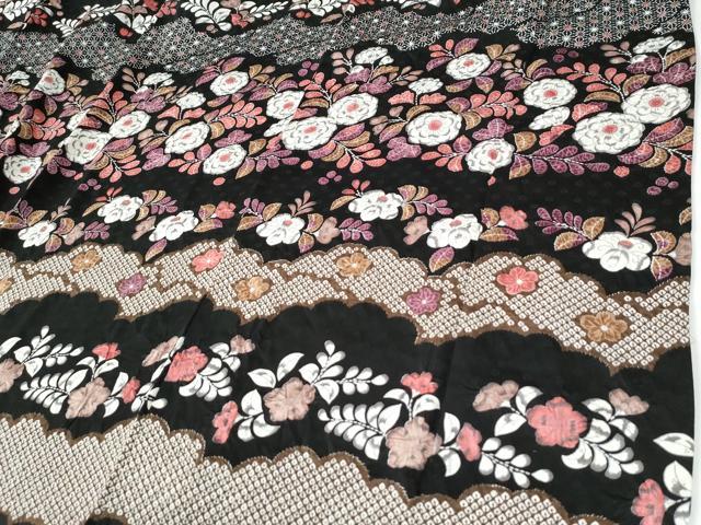 平和屋着物●訪問着　辻が花　絞り　黒地　正絹　逸品　CABE2350yc
