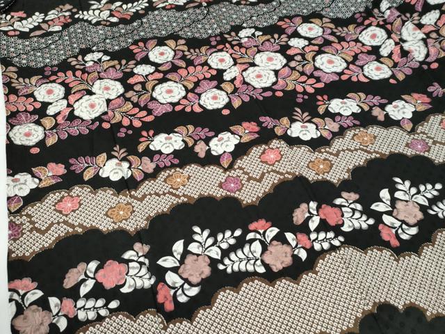 平和屋着物●訪問着　辻が花　絞り　黒地　正絹　逸品　CABE2350yc