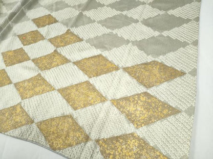 平和屋着物●訪問着　絞り　刺繍　菱草花文　金彩　正絹　逸品　CABE2351yc