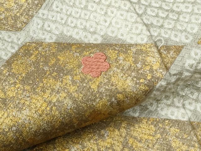 平和屋着物●訪問着　絞り　刺繍　菱草花文　金彩　正絹　逸品　CABE2351yc
