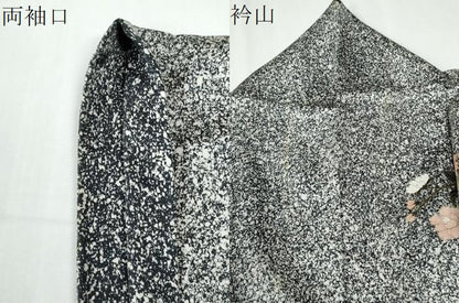 平和屋着物●訪問着　貝桶花筏文　たたき染め　黒地　金彩　正絹　逸品　CABE2353yc