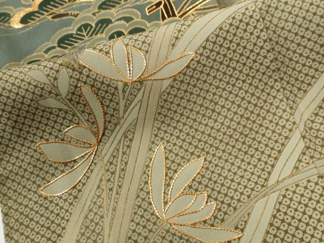 平和屋着物●訪問着　駒刺繍　雲取り松竹梅草花文　金彩　正絹　逸品　CABE2355yc