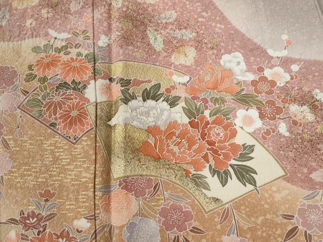 平和屋着物●訪問着　網目地紙草花文　暈し染め　金彩　正絹　逸品　CABE2358yc