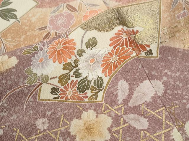 平和屋着物●訪問着　網目地紙草花文　暈し染め　金彩　正絹　逸品　CABE2358yc