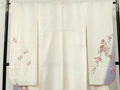 平和屋着物●豪華振袖　毬舞桜文　ラメ糸　暈し染め　金彩　正絹　逸品　CABE2360yc
