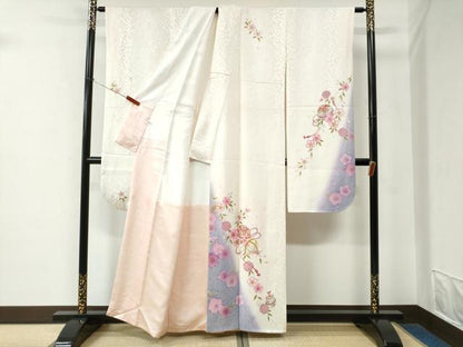 平和屋着物●豪華振袖　毬舞桜文　ラメ糸　暈し染め　金彩　正絹　逸品　CABE2360yc