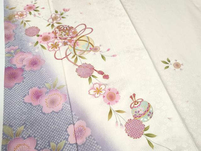 平和屋着物●豪華振袖　毬舞桜文　ラメ糸　暈し染め　金彩　正絹　逸品　CABE2360yc