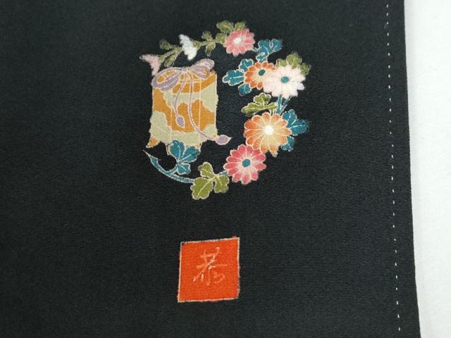 平和屋着物●豪華黒留袖　友禅　作家物　飛鶴松竹梅　正絹　逸品　CABE2361yc