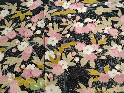 平和屋着物●豪華黒留袖　友禅　作家物　飛鶴松竹梅　正絹　逸品　CABE2361yc