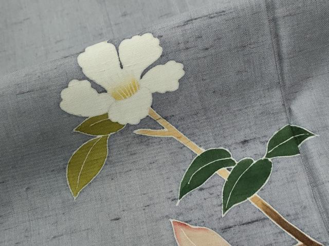 平和屋着物●本加賀友禅作家　成竹登茂男　訪問着　白山紬　枝花文　正絹　逸品　CABE2370yc