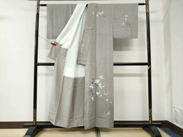 平和屋着物●京加賀友禅　百貫達雄　訪問着　枝花文　正絹　逸品　CABE2373yc