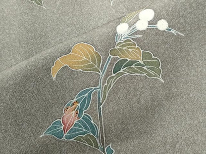 平和屋着物●京加賀友禅　百貫達雄　訪問着　枝花文　正絹　逸品　CABE2373yc