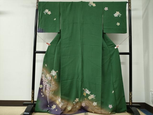 平和屋着物●訪問着　簪　枝垂れ花　舞桜文　暈し染め　金彩　やまと誂製　ロング丈　正絹　逸品　CABE2374yc
