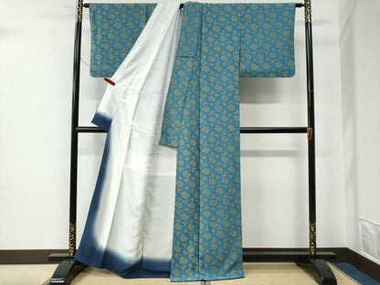 平和屋着物●上質な小紋　牡丹　鬼しぼ縮緬　正絹　逸品　CABE2376yc