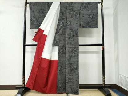 平和屋着物●本場大島紬　7マルキ　短冊草花文　正絹　逸品　CABE2378yc