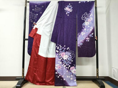 平和屋着物●豪華振袖　牡丹花文　暈し染め　金銀彩　正絹　逸品　CABE2379yc