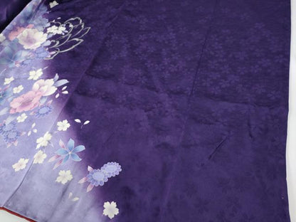 平和屋着物●豪華振袖　牡丹花文　暈し染め　金銀彩　正絹　逸品　CABE2379yc