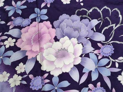 平和屋着物●豪華振袖　牡丹花文　暈し染め　金銀彩　正絹　逸品　CABE2379yc