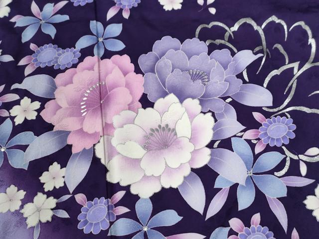 平和屋着物●豪華振袖　牡丹花文　暈し染め　金銀彩　正絹　逸品　CABE2379yc