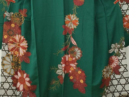 平和屋着物●豪華振袖　駒刺繍　網目鹿の子花唐草文　正絹　逸品　CABE2383yc