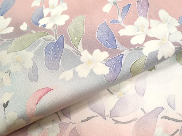 平和屋着物○訪問着 友禅 枝花文 暈し染め 正絹 逸品 CABE2385yc