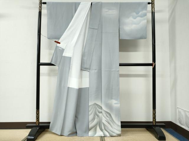 平和屋着物●ユネスコ世界遺産表現作家　白川丈山　訪問着　遠山文　暈し染め　正絹　逸品　CABE2387yc