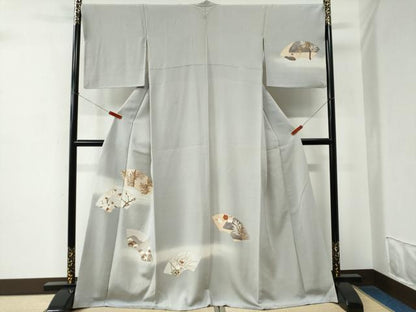 平和屋着物●訪問着　地紙草花文　暈し染め　金彩　正絹　逸品　CABE2392yc