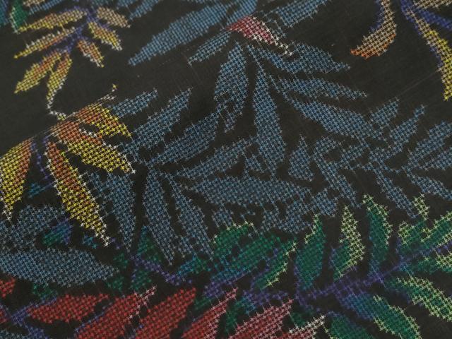 平和屋着物●本場大島紬　7マルキ　地空き　草木文　正絹　逸品　CABE2393yc