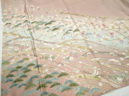 平和屋着物●訪問着　浜松吉祥草花文　暈し染め　金彩　正絹　逸品　CABE2398yc