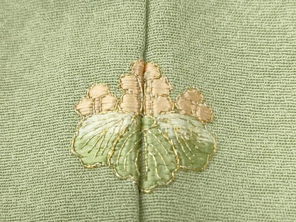 平和屋着物●上質な色無地　舞葉地紋　苗色　正絹　逸品　CABE2400yc