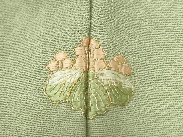 平和屋着物●上質な色無地　舞葉地紋　苗色　正絹　逸品　CABE2400yc
